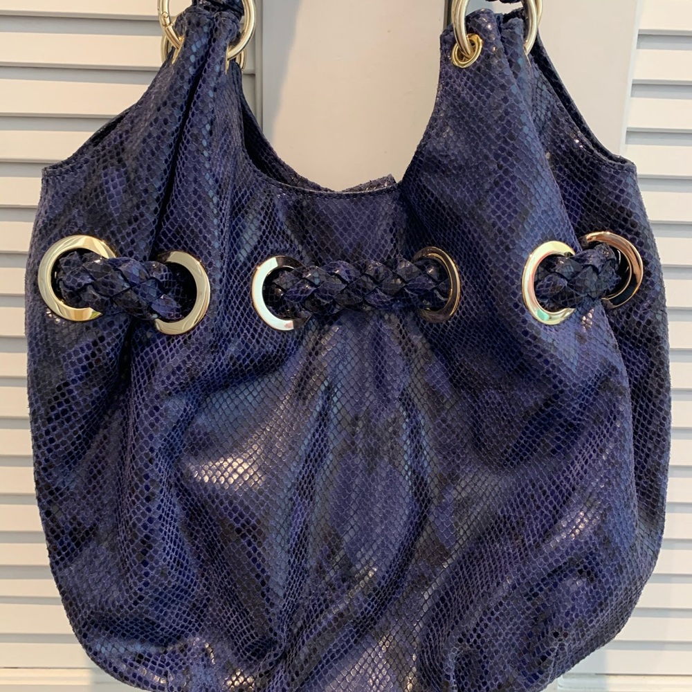 Michael Kors Python-Embossed Leather Tassel Hobo - Picture 4 of 13